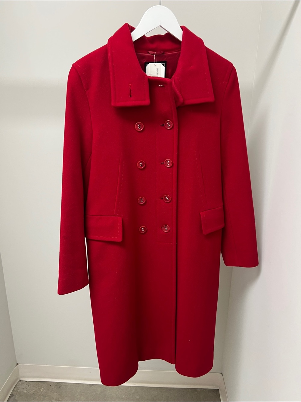 Classic Red Double-Breasted Pea Coat